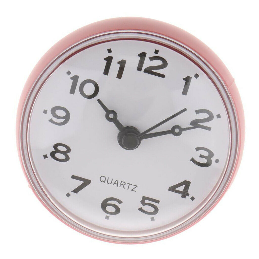 Waterproof Bathroom Shower Wall Clock with Suction Cup  Pink