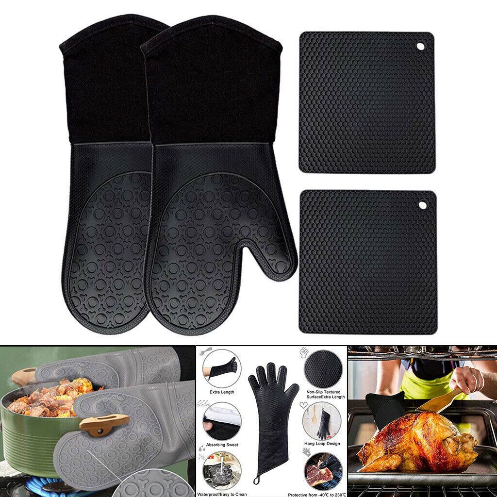 Kitchen Silicone Oven Mitts Waterproof Eco-friendly for kitchen Baking BBQ