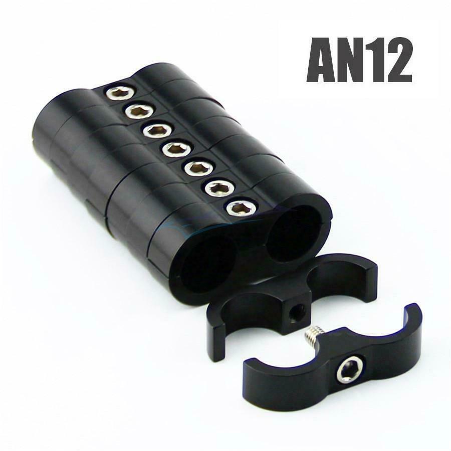 8PCS AN12 24MM Stainless Steel Braided Rubber Inner Hose Clamp Adapter Black