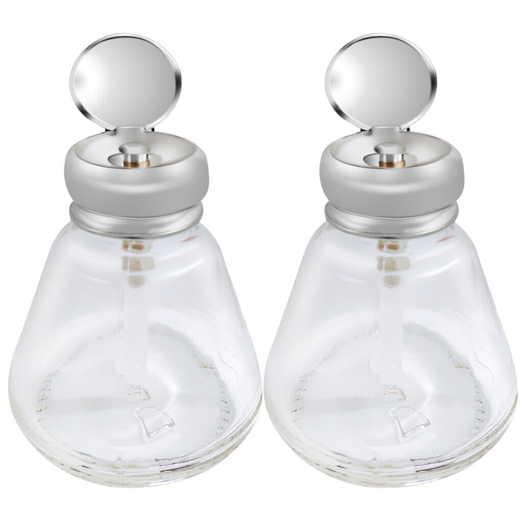 Empty Nail Polish Remover Pump Dispenser Acetone Push Down Press Bottle 2pcs