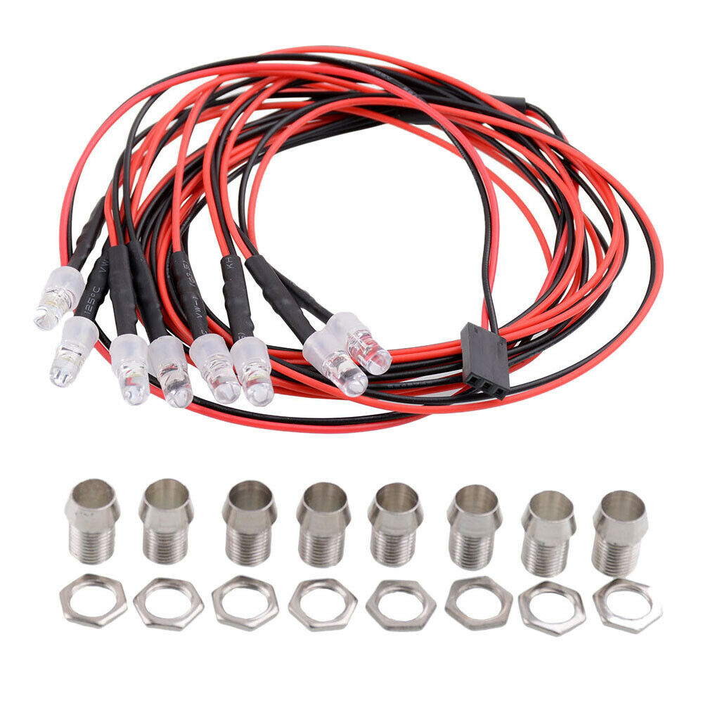 8pcs LED Headlight Taillight for 1/5 1/8 1/10 1/12 1/16 RC Car DIY Accessories
