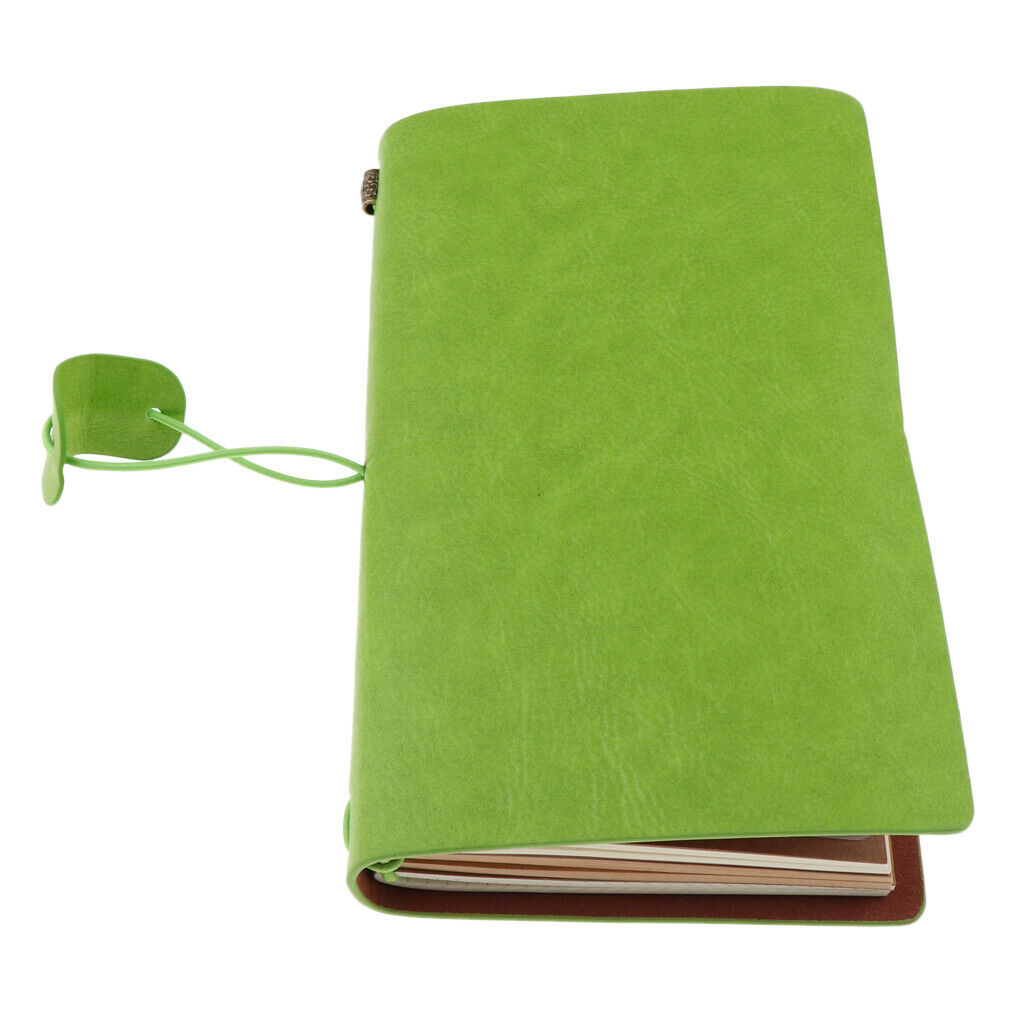 A6 Portable Travel Diary Notebook Journal Leather Handbook Green