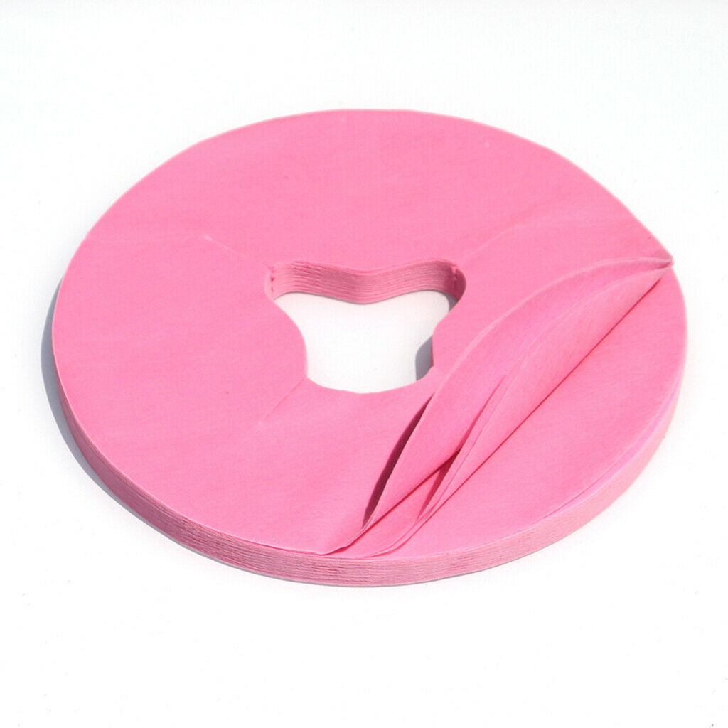 200 Pcs Disposable Massage Face Cushion Headrest Cradle Cotton Cover Pink