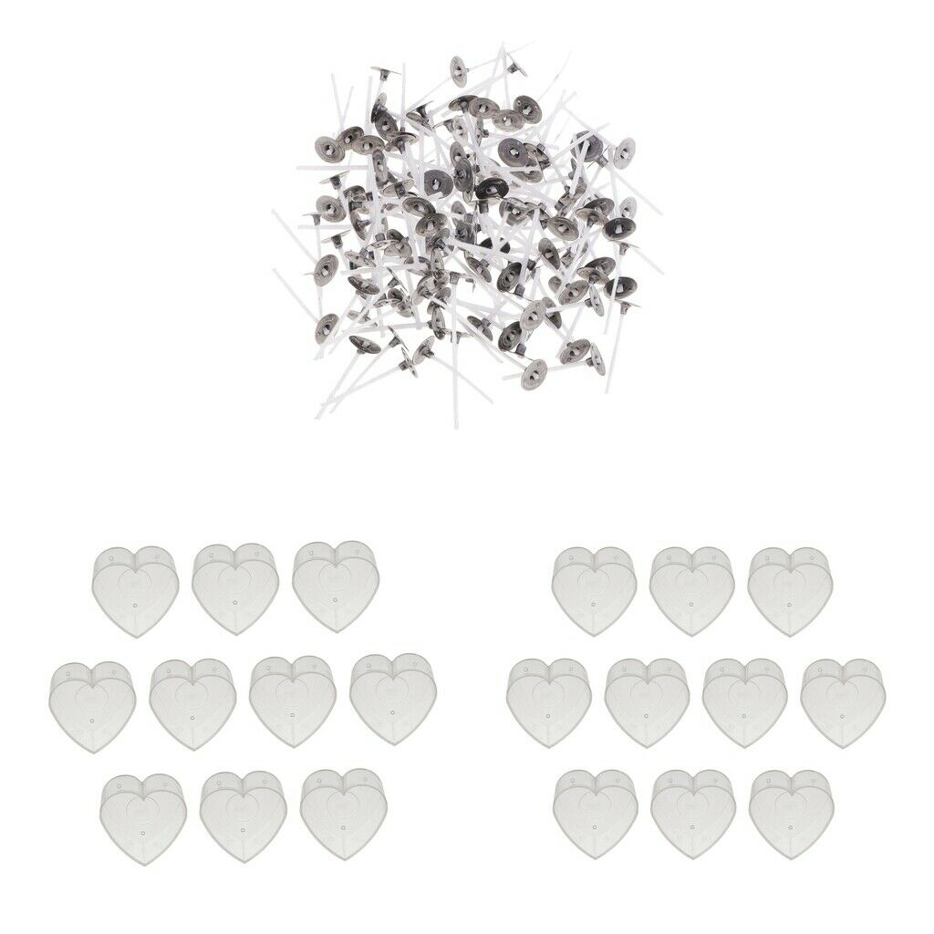 Prettyia 20 Clear Plastic Heart Tealight Cup Empty + 200 Cotton Candle Wicks