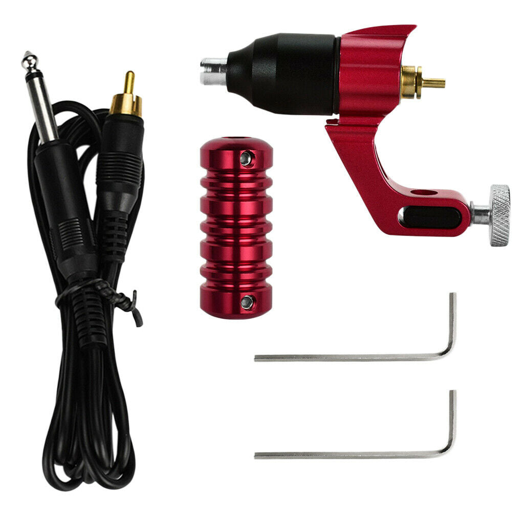 Professional Tattoo Kit Rotary Tattoo Machine  Tools For Shading Lining - Red,