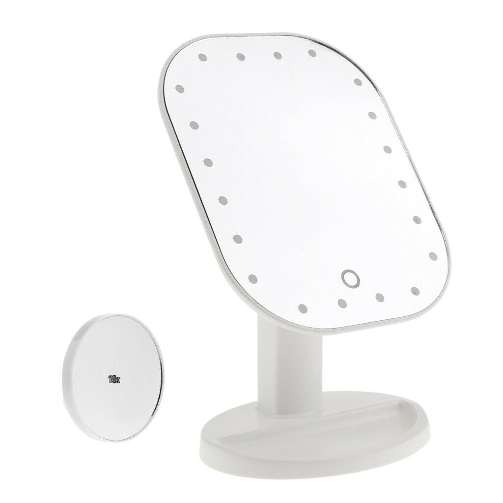 LED Light Touch Mirror Cosmetic Makeup Shaving Magnifying 10X Mirror White