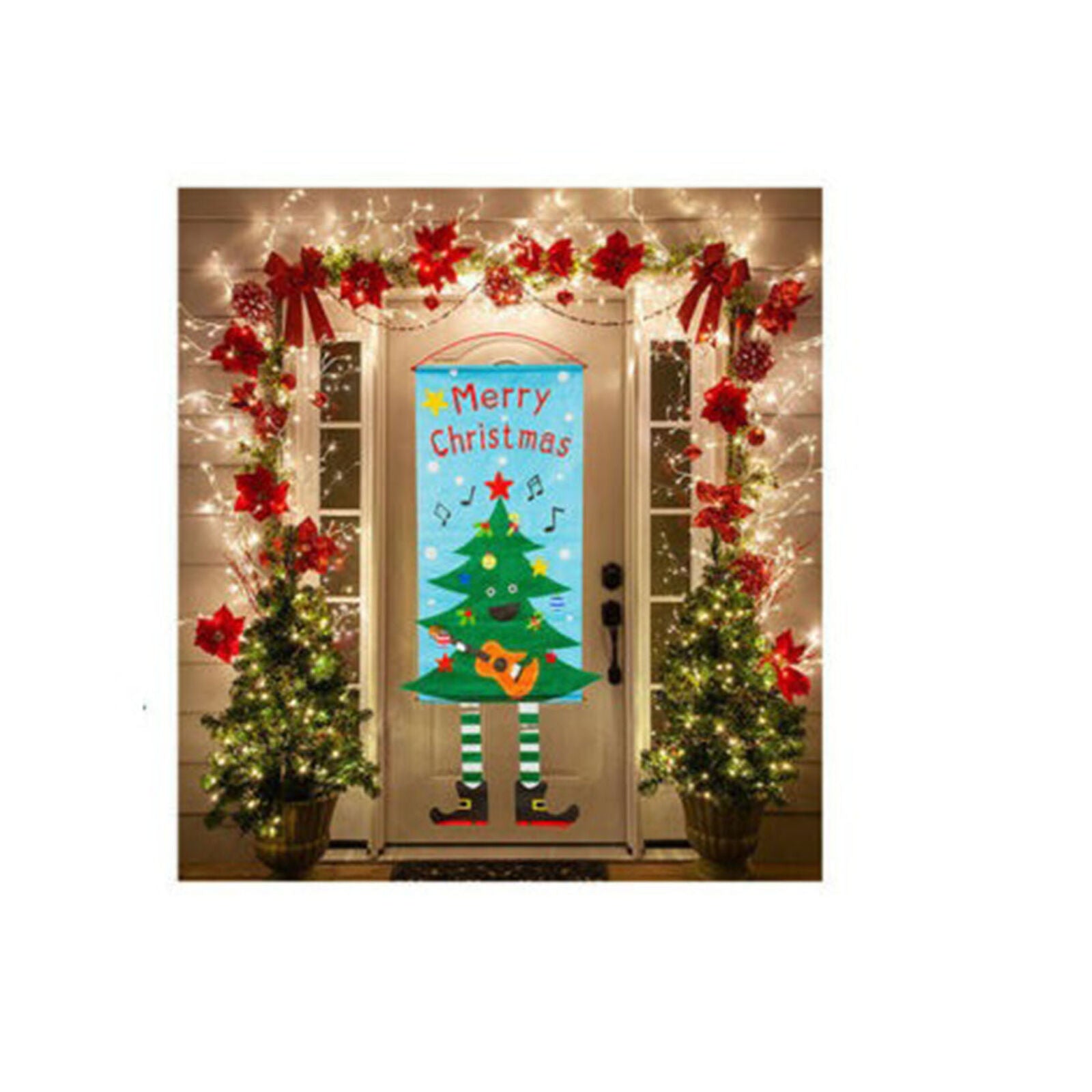 Merry Christmas Porch Banner Hanging Sign Home Xmas Party Decor Door Ornaments