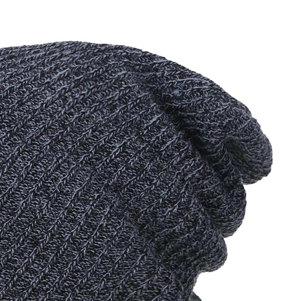 Men WomenCausal  Knitted Baggy Beanie Winter Warm Hat Ski Knit   Black