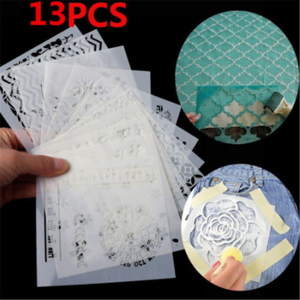 13PCS Embossing Template Scrapbooking Walls Painting Layering Stencils HOT