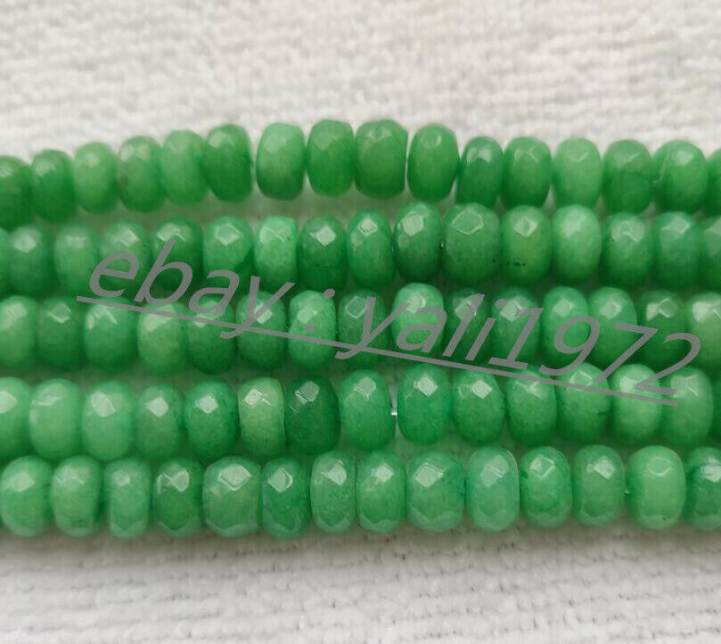 2 Strand Natural 5X8mm Faceted Green Emerald Gems Loose Beads 15"