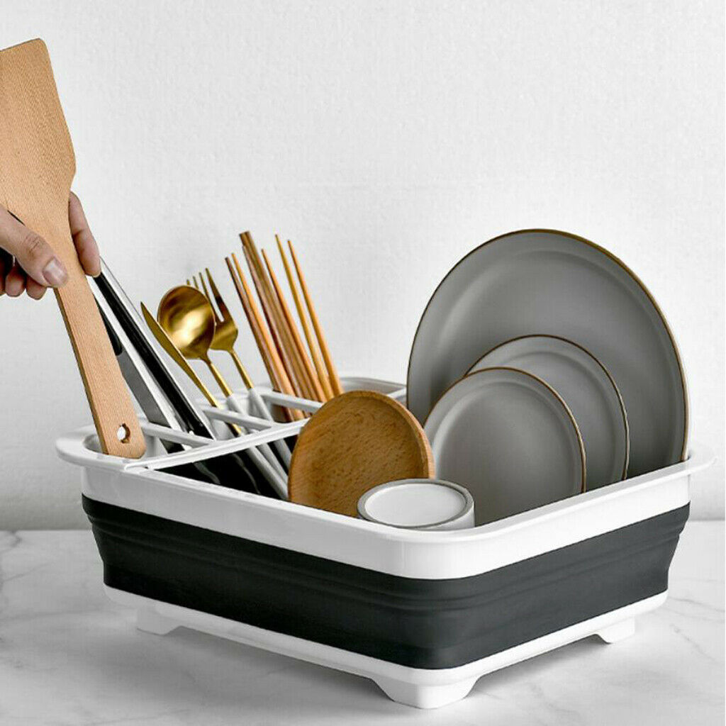 Collapsible Dish Drainer Dish Drying Rack Portable Dinnerware Organizer