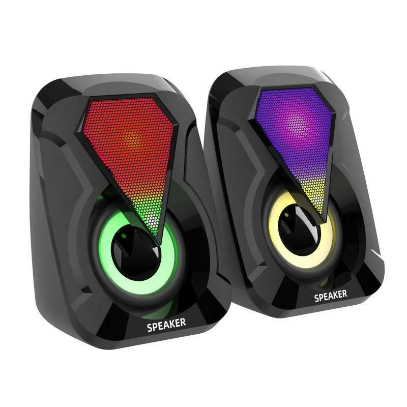 Surround Sound System RGB LED PC Speakers Bass USB Wired Gaming Desktop Computer