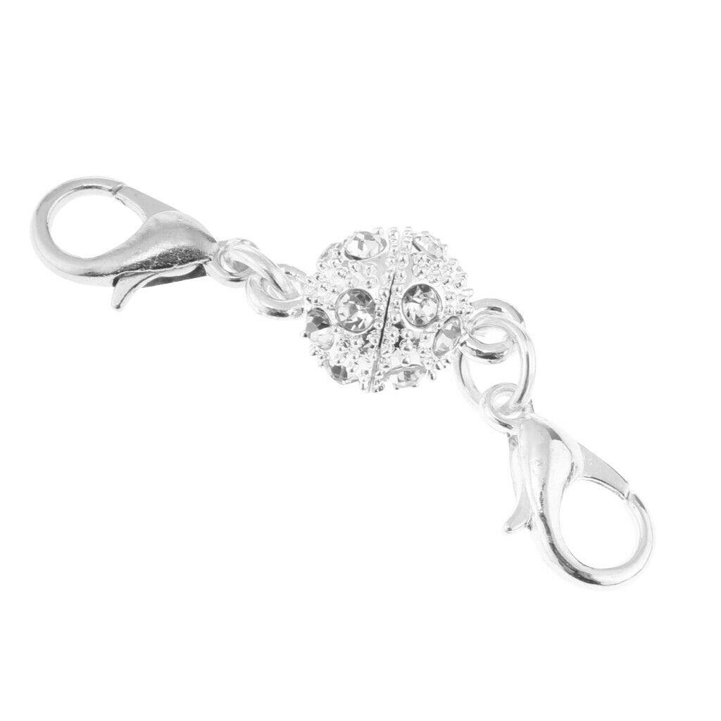 10Pcs 8mm Crystal Round Ball Lobster Clasp Hook Magnetic Connector Craft DIY