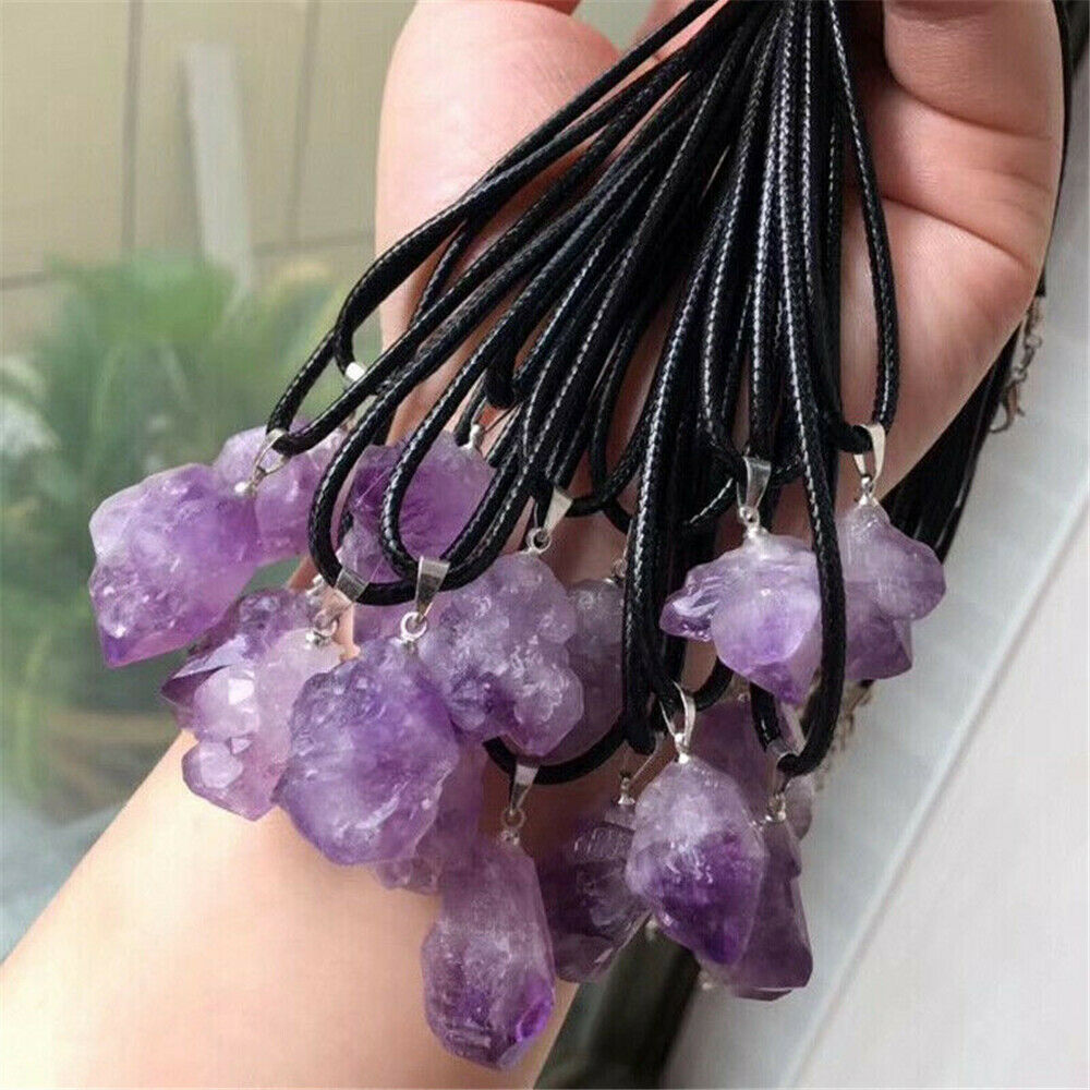 Natural Amethyst Crystal Chakra Pendant Healing Reiki Necklace Jewelry Gifts