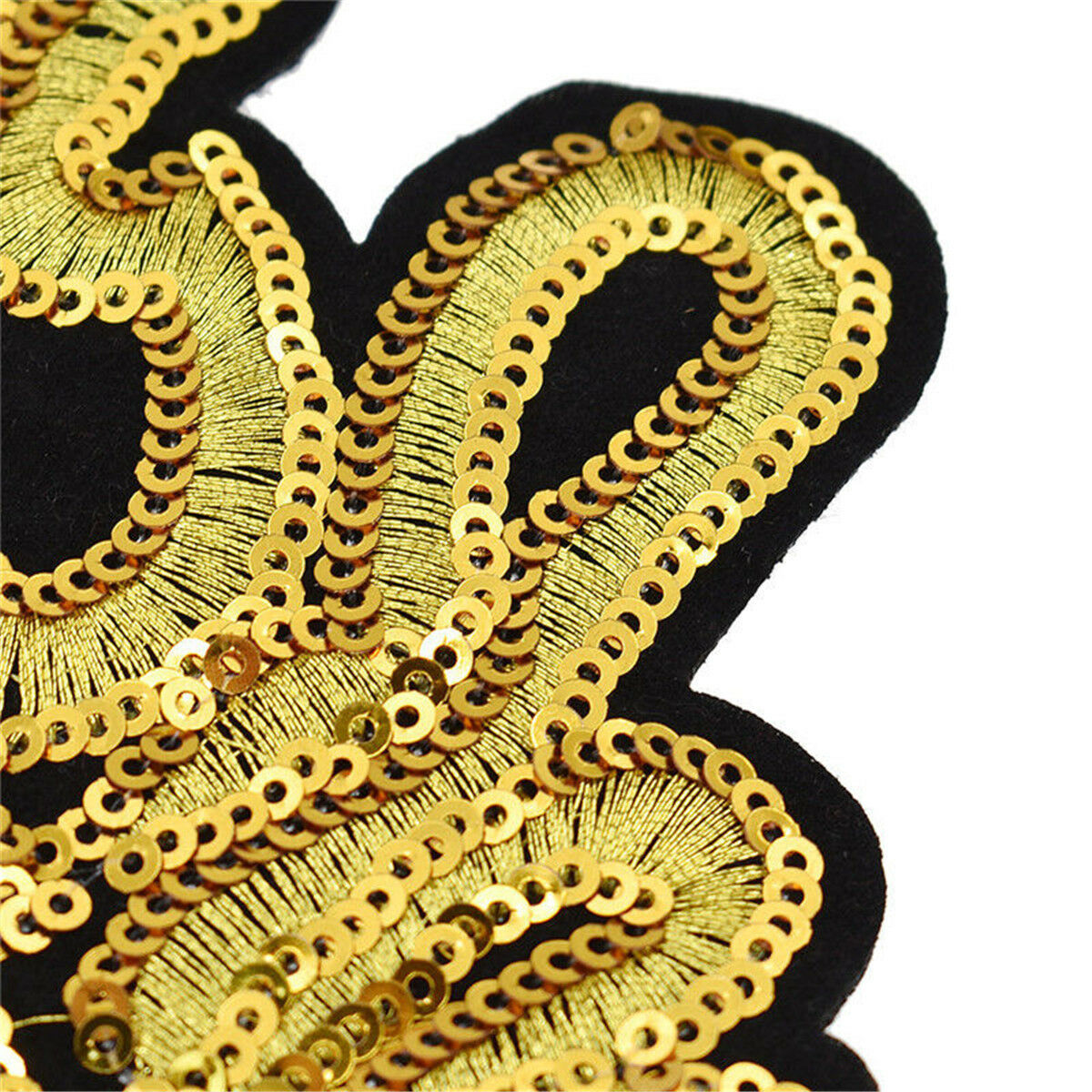 Bee Crown Wreath Sequin Embroidered Sew On Patch DIY Fashion Applique Craft