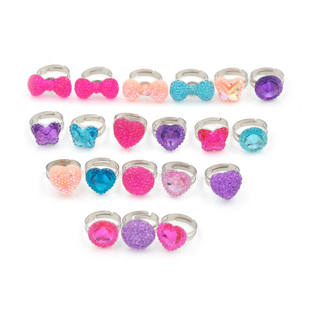 5Pcs Lovely Heart Butterfly Rings Adjustable Jwewlry Kids Fashion Accessor.l8