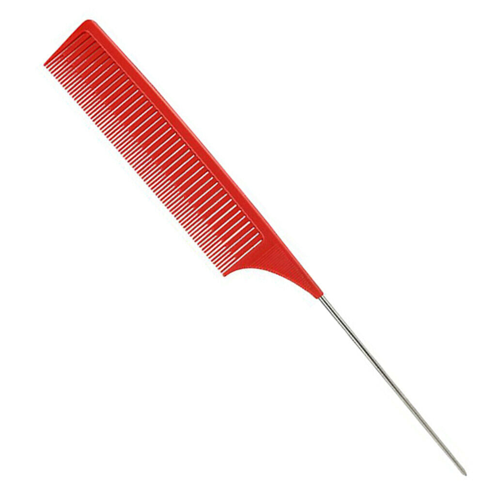 Professional Hair Weaving Coloring Dye Foiling Rat Tail Combs Set Red Durable