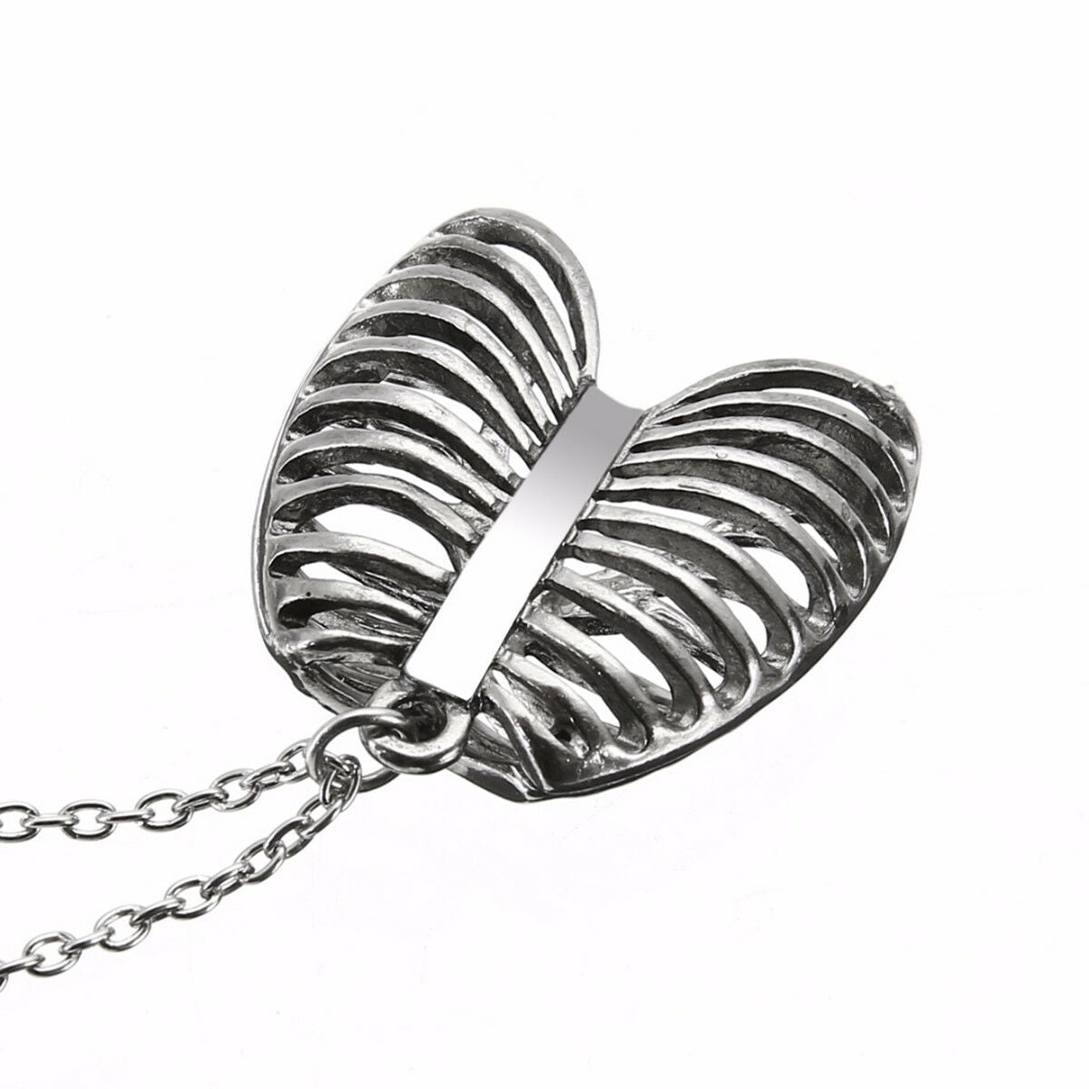 Anatomical Inspired Heart Necklace Human Rib Cage Body Chest Love Pendant Gift