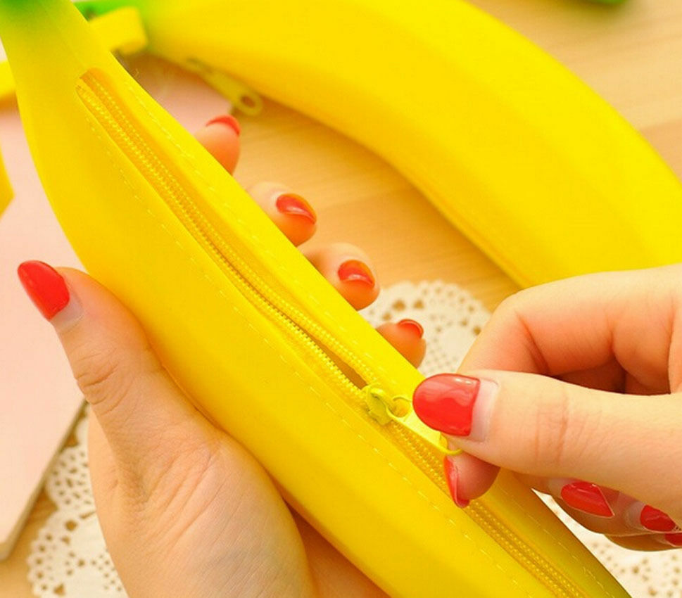 Novelty Silicone Portable Banana Coin Pencil Case Purse Bag Wallet Pouch  GwBDA