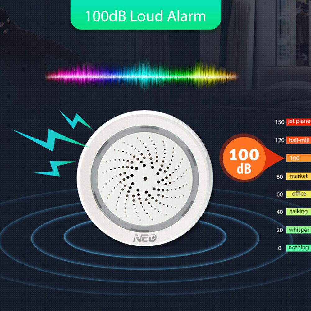 3 in 1 WiFi Siren Alarm with Temperature Humidity Sensor App Voice Control @