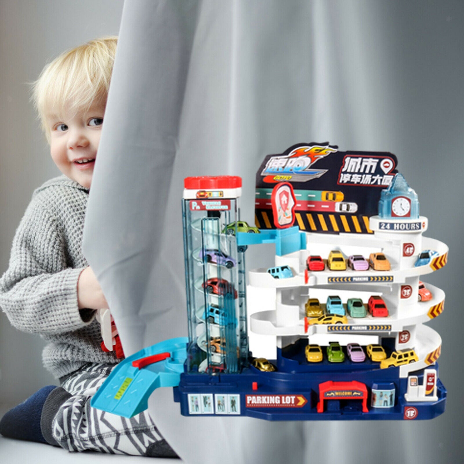 Track Car Toys Parking Lot Educational Toys Pretend Motor Skills for Kids