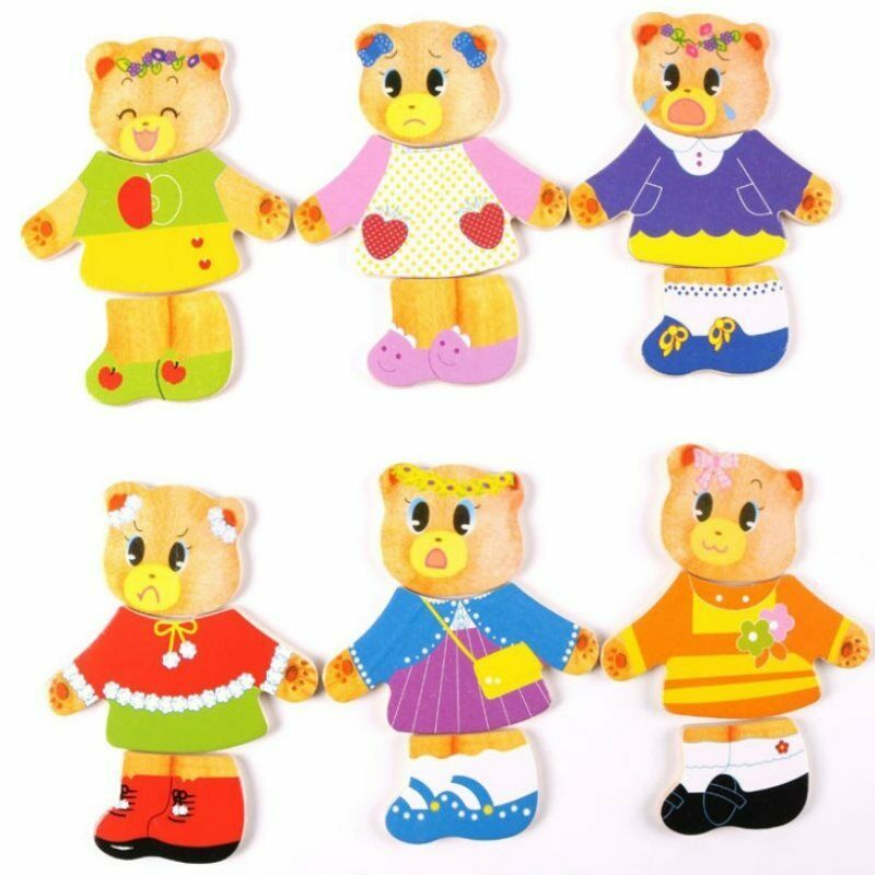 DIY Wooden Bear Jigsaw Puzzle Game Kids Educational Toys Gift Children Funny Kt