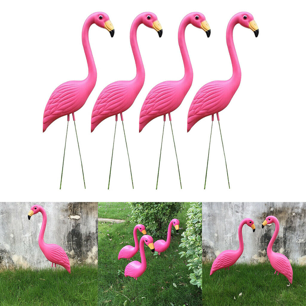 4x Lifelike Flamingo Statue Garden Sculpture Photo Props Yard Pool Ornaments