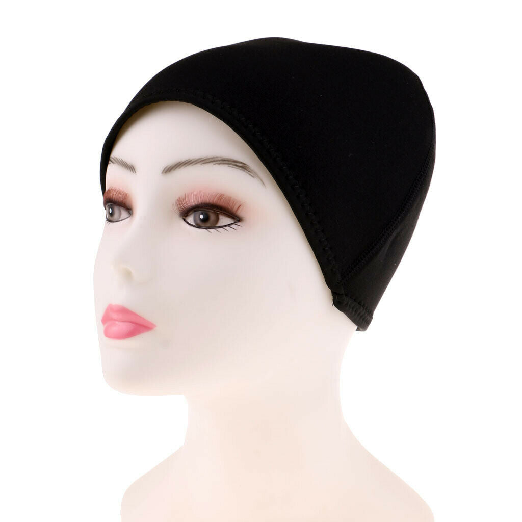 2mm Neoprene Beanie Hat Super Stretchy Warm Waterproof L 57 to 61cm Black