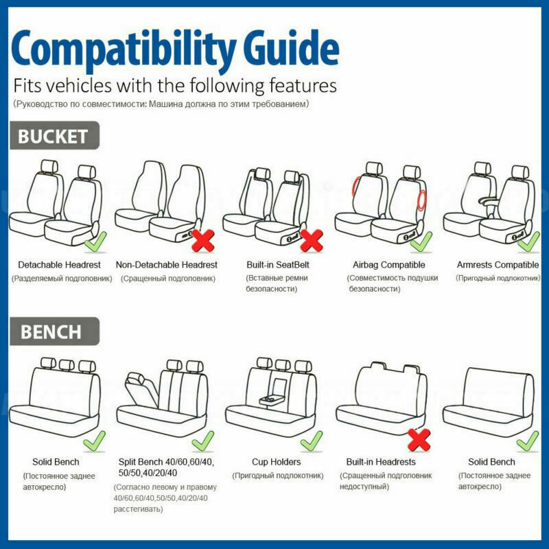 9PCS Universal Auto Car Seat Covers Cushion Full Set Front+Rear For Sedans Gray