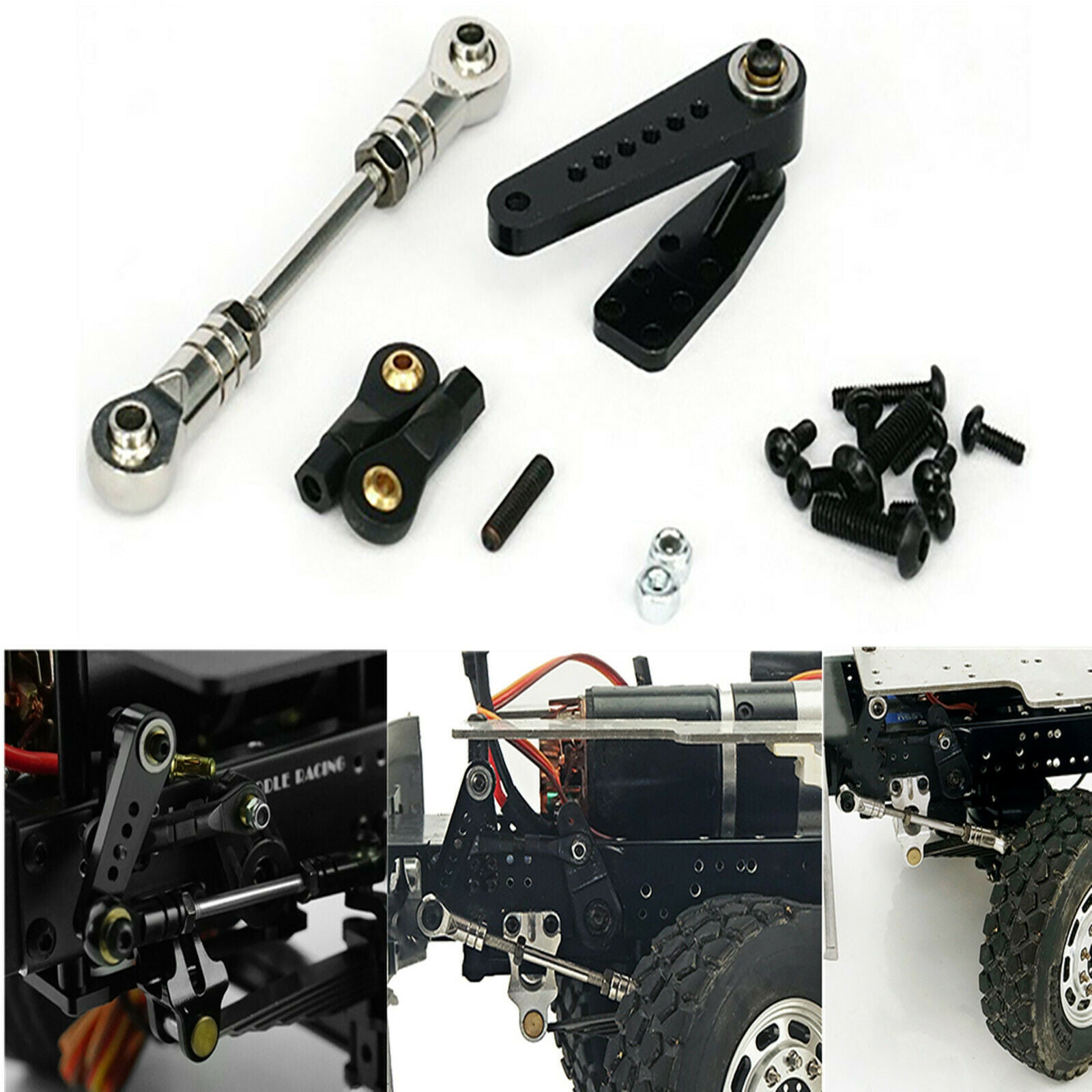 For LESU 1/14 6x6 6x4 4x4 RC Tractor Trucks Axis Alloy Arm Steering Servo Part