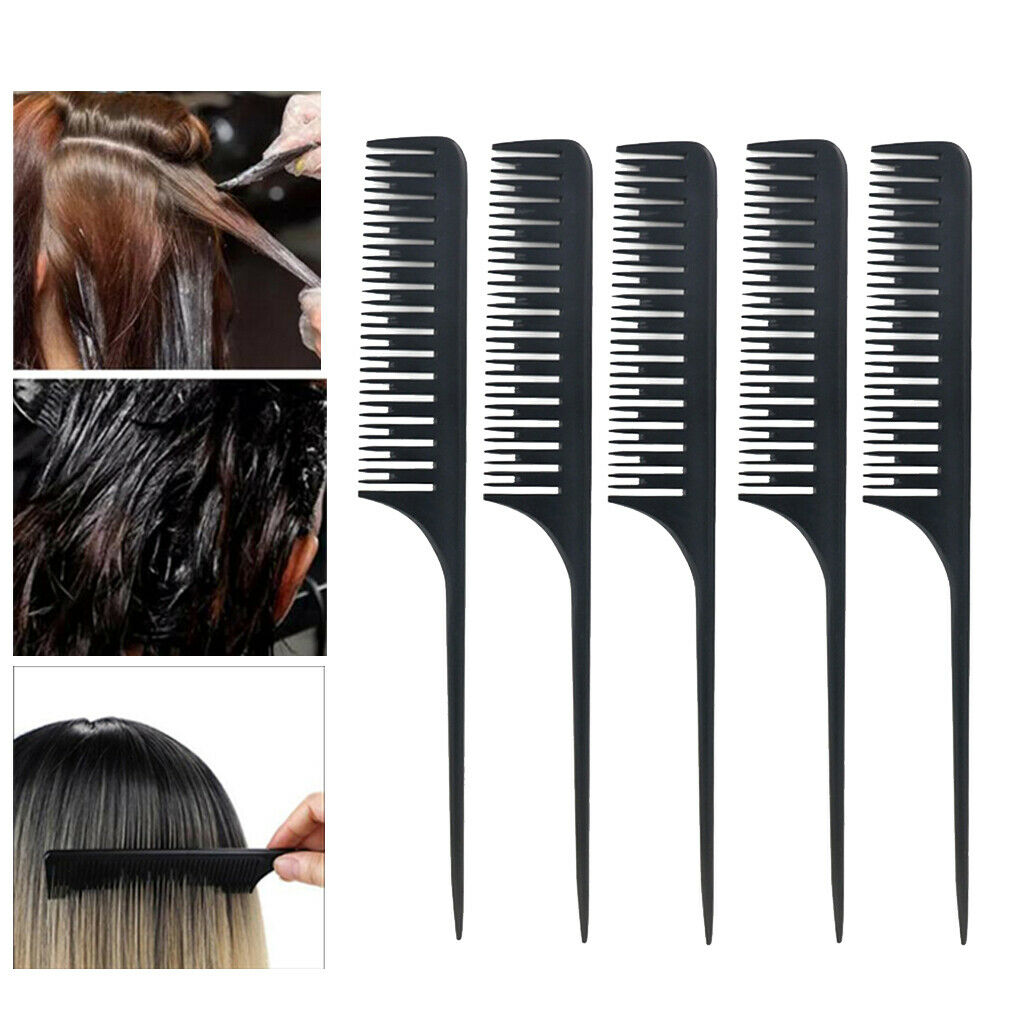 5Pcs Pro Weaving Highlighting Foiling Comb Coloring Rat Tail Hair Combs