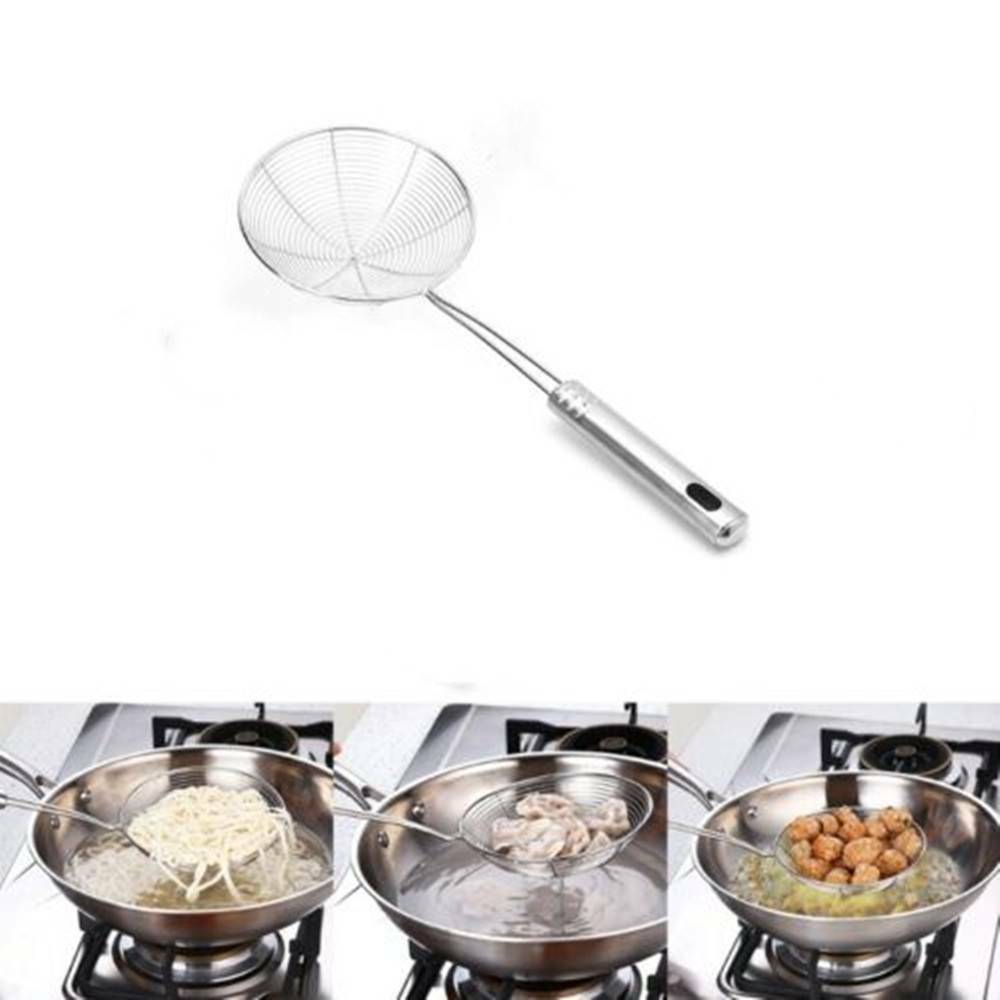 Stainless Steel Solid Spider Strainer Skimmer Ladle With Handle Kitchen Tool~