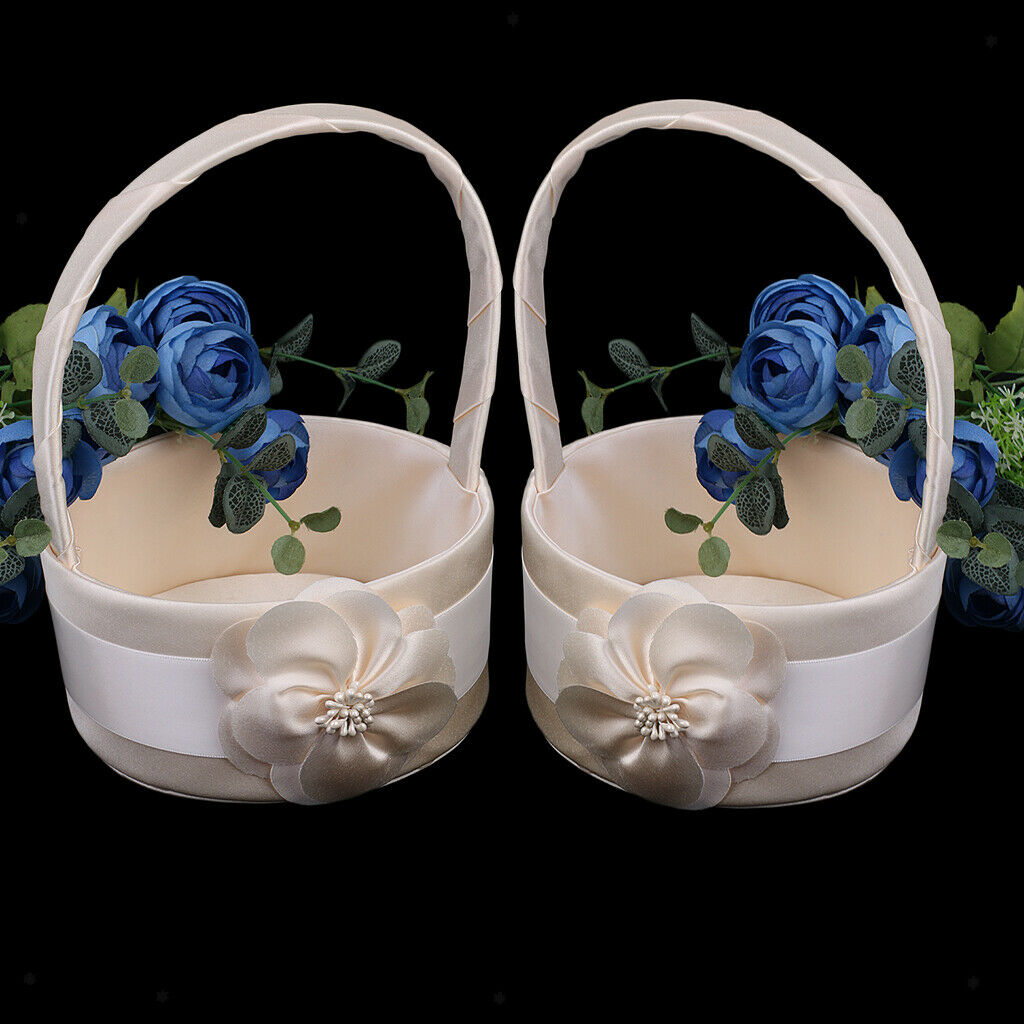 Flower Girl Basket – White Flower Basket, Wedding Basket Matrimony Processions