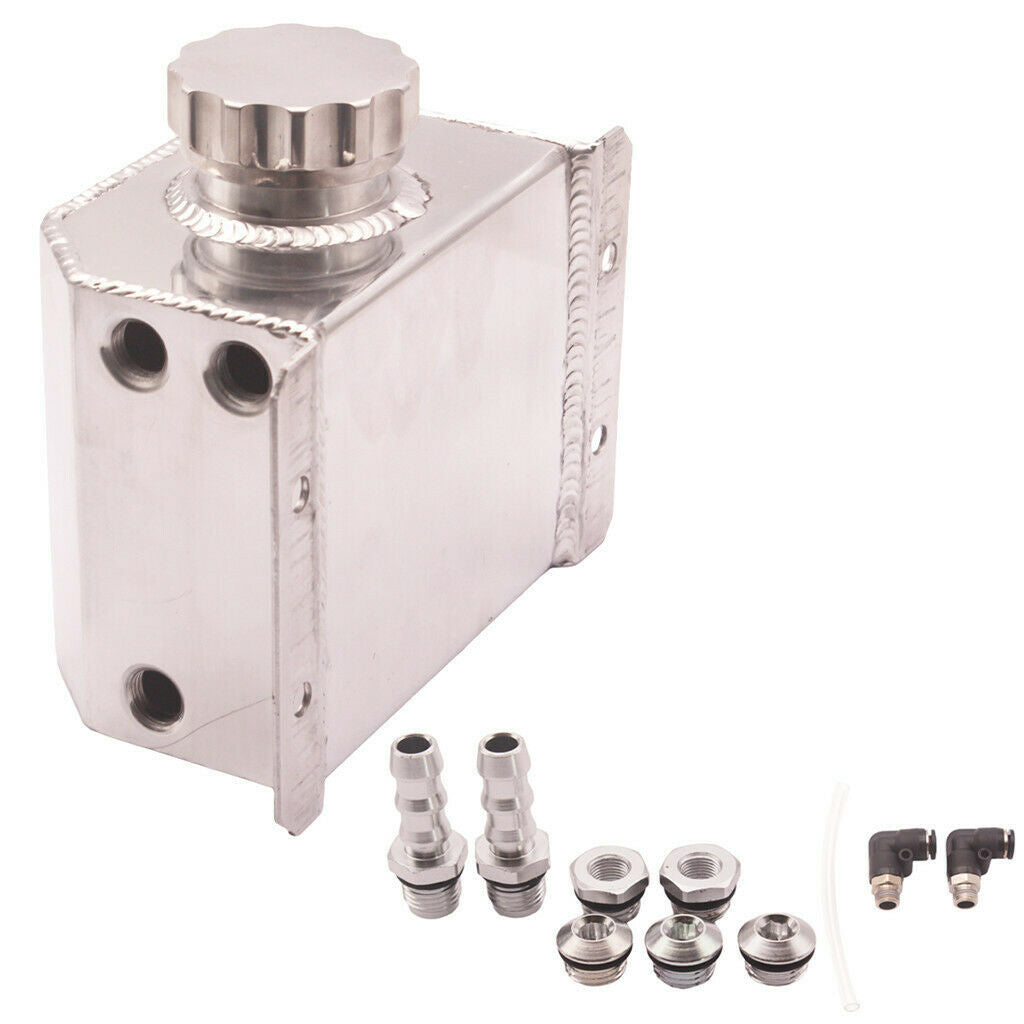 1L Alloy Car Auto Engine Fuel Oil Catch Breather Can Reservoir w/ Drain Plug