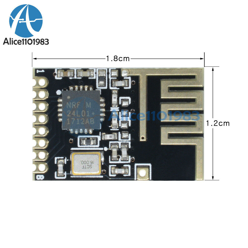 10PCS Mini NRF24L01+ SMD 1.27MM wireless transceiver module Small Size Arduino