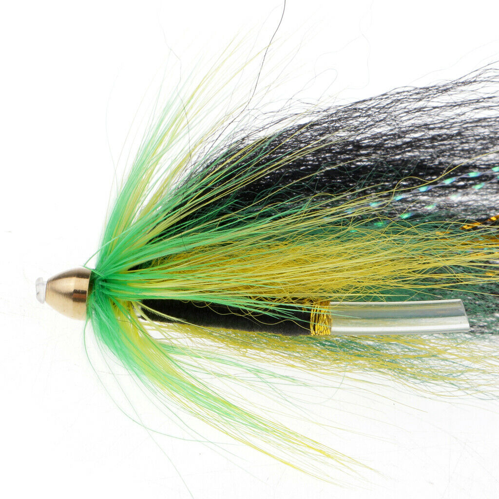 4Pc Tube Flies Cone Heads 4 Color Salmon And Sea Trout Fly Fishing