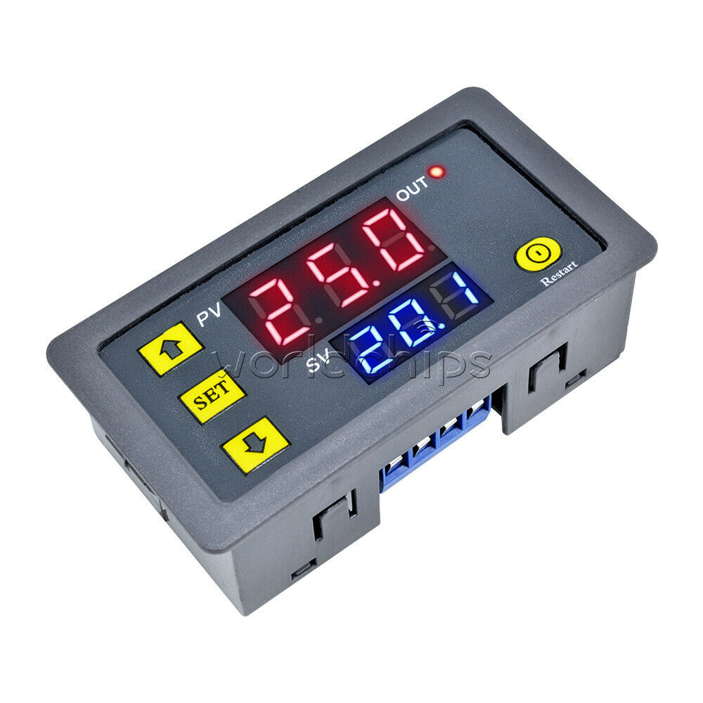 12V Timing Delay Relay Module Thermostat Digital LED Dual Display 0-999 hours