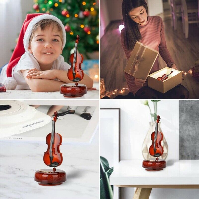 Violin Music Box, Rotating Musical Base, Classical Music Box Instrument, GifW8Z5