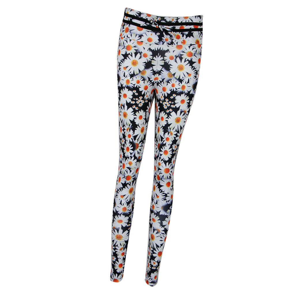 Daisy Floral Print Women Girls Yoga Gym Leggings Compression Sports Pants M