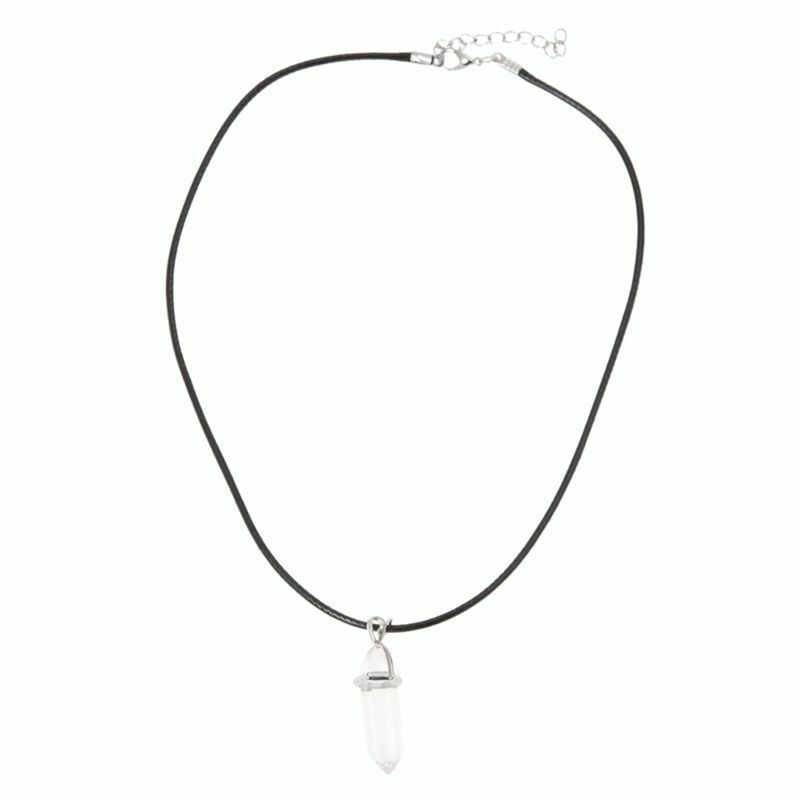 Classic Art Natural Quartz Healing Point Chakra Reiki Pendant Rope Necklace TrL3