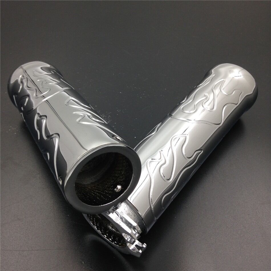 Billet Flame style1" HAND GRIPS for Harly Davidson bikes 1986-2012 Chrome