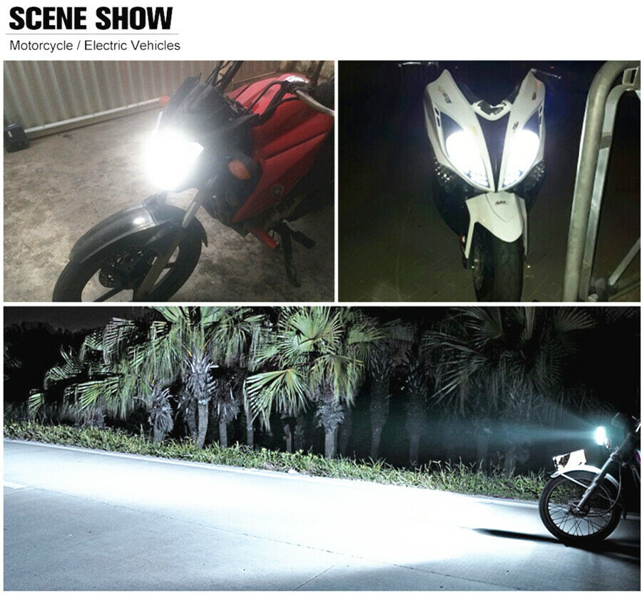 1 Pcs H4 Led White Motorcycle Headlight High /Low Beam  Double Side Illumination