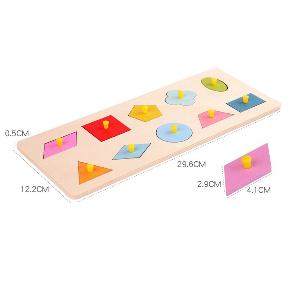 Wooden Montessori Sensory Colorful Geometric Peg Puzzle Shapes Matching Toys
