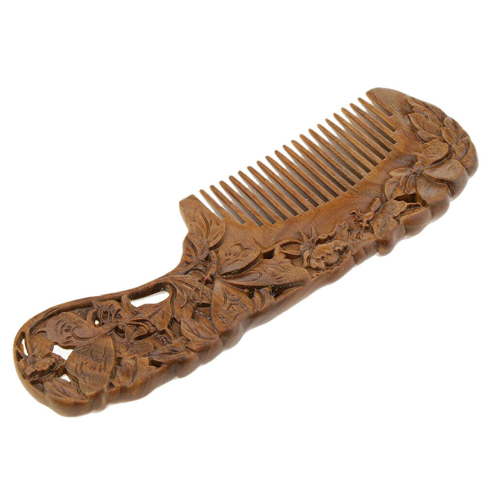Natural Sandalwood Horn Comb Handmade Comb Wide Teeth Comb, Antistatic