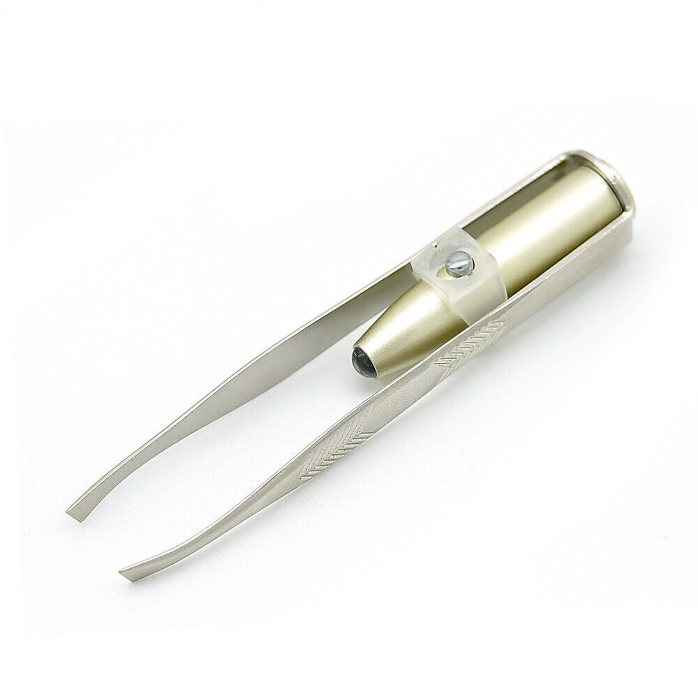 Portable Mini Tweezer With LED Light Hair Removal Eyebrow Beauty Make Up Tool UK