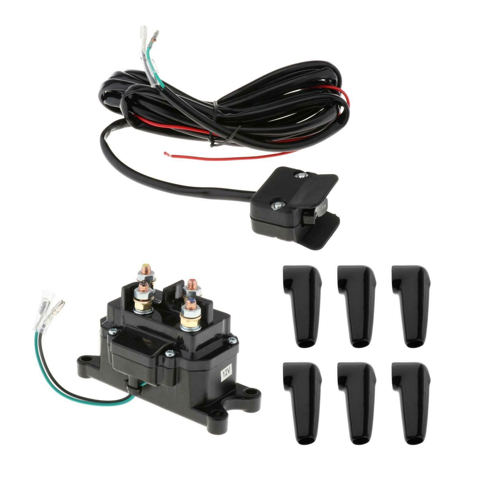 12V Winch Solenoid Relay with Winch Rocker Thumb Switch Set for ATV UTV