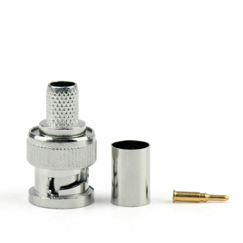 10 Pcs BNC Male Plug Crimp Adapter Coaxial Connectors For RG59 Cable