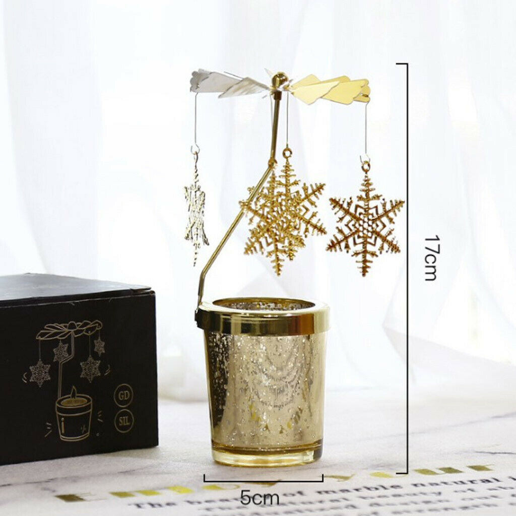 2pcs Rotatable Candle Holder Metal Tealight Candlestick Romantic Snowflake