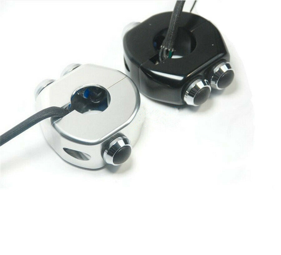 Black Full CNC Momentary Switch ATV Motorcycle Handle Bar Reset 3-Key Button 10A