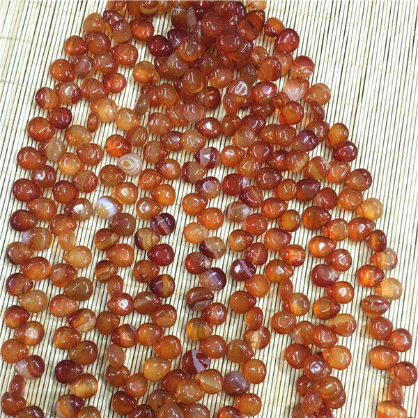 1 Strand/33Pcs 12x10x5mm Natural Red Agate Teardrop DIY Spacer Loose Beads HH487